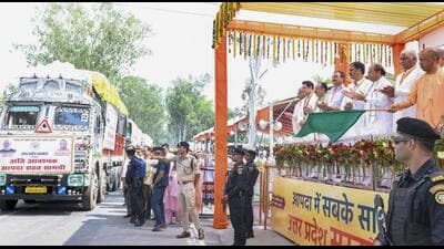 Uttar Pradesh chief minister Yogi Adityanath at the flagging off ceremony in Saharanpur on Monday. (ANI PHOTO) Uttar Pradesh chief minister Yogi Adityanath at the flagging off ceremony in Saharanpur on Monday. (ANI PHOTO)