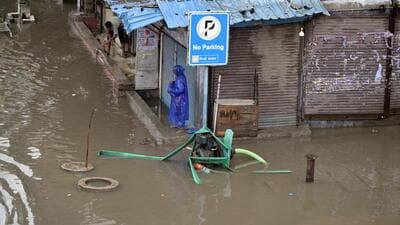 Waterlogging in Delhi due to drainage backflow during monsoon. (RAJ K RAJ /HT PHOTO) Waterlogging in Delhi due to drainage backflow during monsoon. (RAJ K RAJ /HT PHOTO)