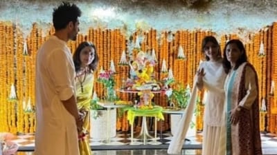 Kartik Aaryan and Sreeleela's Ganpati celebrations