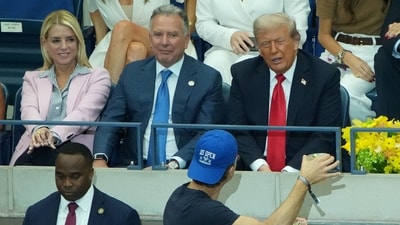 Donald Trump attended the US Open final between Jannik Sinner and Carlos Alcaraz in New York. (Getty Images via AFP) Donald Trump attended the US Open final between Jannik Sinner and Carlos Alcaraz in New York. (Getty Images via AFP)