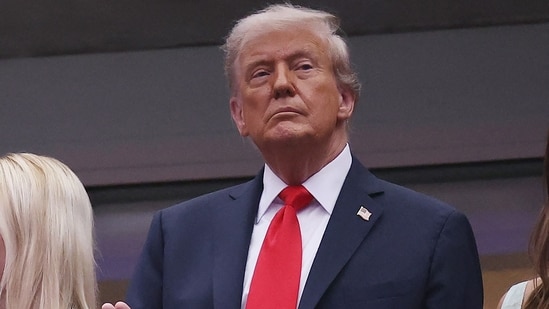 The crowd jeers Donald Trump during the US Open 2025 final. (Getty Images via AFP)