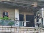 A view of damaged house as fire breaks out at Greenfield colony, claiming 3 lives, in Faridabad on Monday A view of damaged house as fire breaks out at Greenfield colony, claiming 3 lives, in Faridabad on Monday