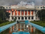 Fire rages through the Singha Durbar, the main administrative building for the Nepali government, in Kathmandu on September 9, 2025, a day after a police crackdown on demonstrations over social media prohibitions and corruption by the government. (AFP) Fire rages through the Singha Durbar, the main administrative building for the Nepali government, in Kathmandu on September 9, 2025, a day after a police crackdown on demonstrations over social media prohibitions and corruption by the government. (AFP)