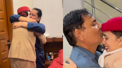 An emotional reunion between an Emirates crew member and her family won hearts. (@kainataamirr/Instagram) An emotional reunion between an Emirates crew member and her family won hearts. (@kainataamirr/Instagram)