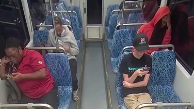 This screengrab made from video provided by the Charlotte Area Transit System shows Iryna Zarutska, bottom right, before she was fatally stabbed on a commuter train on Aug. 22, 2025. (Charlotte Area Transit System via AP) (AP) This screengrab made from video provided by the Charlotte Area Transit System shows Iryna Zarutska, bottom right, before she was fatally stabbed on a commuter train on Aug. 22, 2025. (Charlotte Area Transit System via AP) (AP)