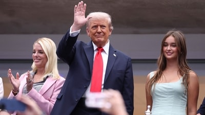 Donald Trump caught napping at the US Open final sparked criticism and laughter online. (Photo by ELSA / GETTY IMAGES NORTH AMERICA / Getty Images via AFP) (Getty Images via AFP) Donald Trump caught napping at the US Open final sparked criticism and laughter online. (Photo by ELSA / GETTY IMAGES NORTH AMERICA / Getty Images via AFP) (Getty Images via AFP)