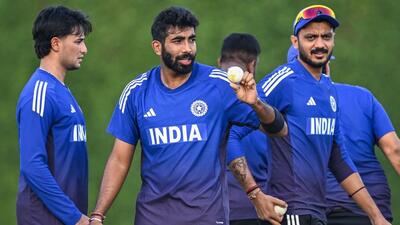 Jasprit Bumrah at a practice session in Dubai. (AFP)