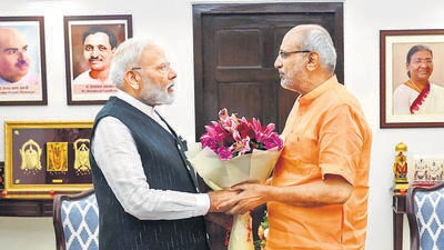 PM Narendra Modi congratulates VP-elect CP Radhakrishnan. (PTI) PM Narendra Modi congratulates VP-elect CP Radhakrishnan. (PTI)