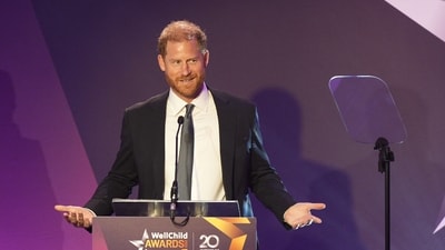 Britain's Prince Harry, Duke of Sussex delivers a speech during the annual WellChild Awards in London on September 8. (AFP) Britain's Prince Harry, Duke of Sussex delivers a speech during the annual WellChild Awards in London on September 8. (AFP)