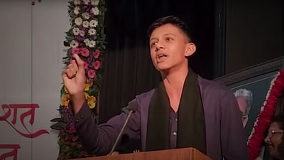 Sanghamitra Bhargava speaking during a debate competition at Devi Ahilya University in Indore. (Videograb) Sanghamitra Bhargava speaking during a debate competition at Devi Ahilya University in Indore. (Videograb)