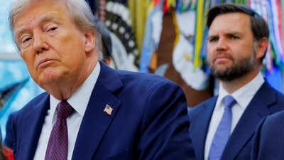 Vice President JD Vance came out in support of Donald Trump after a purported letter to Jeffrey Epstein was released. (REUTERS)
