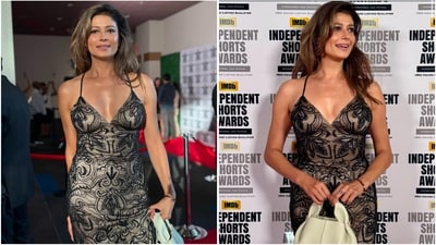 Pooja Batra dazzled on the red carpet in a sultry backless sequin gown at the Echoes of Us awards. (Instagram/@poojabatra) Pooja Batra dazzled on the red carpet in a sultry backless sequin gown at the Echoes of Us awards. (Instagram/@poojabatra)
