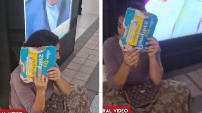 A viral video shows a woman sitting on the floor of a Canadian subway station. A viral video shows a woman sitting on the floor of a Canadian subway station.