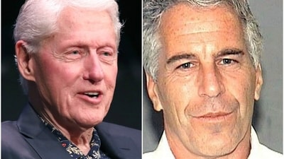 Former US President Bill Clinton (L) purportedly wrote a birthday note to Jeffrey Epstein back in 2003. Former US President Bill Clinton (L) purportedly wrote a birthday note to Jeffrey Epstein back in 2003.