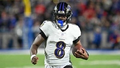 Lamar Jackson admitted he lost his cool after a fan hit him and DeAndre Hopkins, saying he’ll “learn from that” following the Ravens’ 41-40 loss to Buffalo. (IMAGN IMAGES via Reuters Connect) Lamar Jackson admitted he lost his cool after a fan hit him and DeAndre Hopkins, saying he’ll “learn from that” following the Ravens’ 41-40 loss to Buffalo. (IMAGN IMAGES via Reuters Connect)