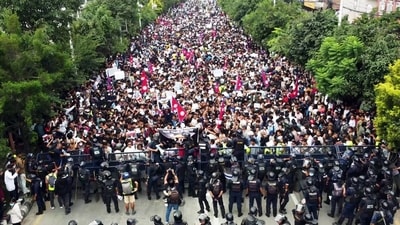 People stage a massive protest against the government’s decision to block several social media platforms, outside the parliament building, in Kathmandu (TV Today, Nepal) People stage a massive protest against the government’s decision to block several social media platforms, outside the parliament building, in Kathmandu (TV Today, Nepal)
