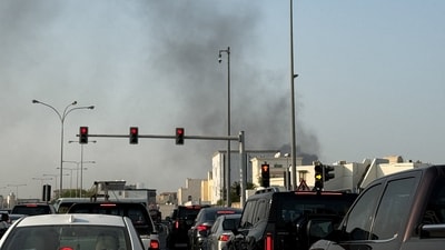 Smoke rises after several blasts were heard in Doha, Qatar, September 9, 2025. (Reuters)