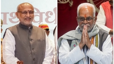 NDA candidate for vice presidential election CP Radhakrishnan (left) and INDIA bloc candidate Sudershan Reddy (right). (PTI photos)