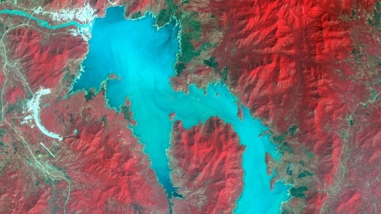 FILE PHOTO: The Blue Nile River is seen as the Grand Ethiopian Renaissance Dam reservoir fills near the Ethiopia-Sudan border, in this broad spectral image taken November 6, 2020. (via REUTERS)