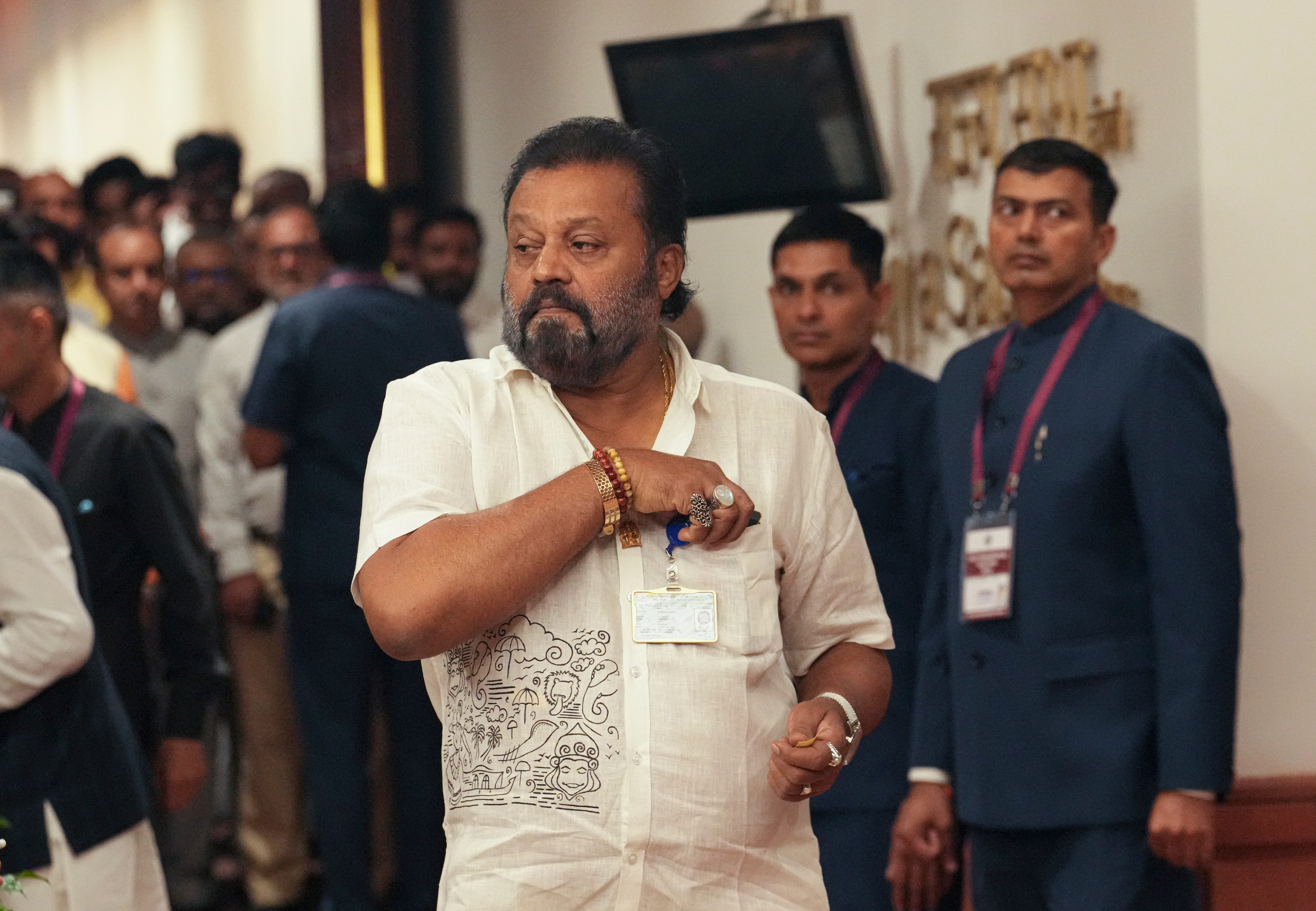New Delhi: Union Minister of State Suresh Gopi during voting for the vice presidential election, at the Parliament premises, in New Delhi, Tuesday, Sept. 9, 2025. (PTI) New Delhi: Union Minister of State Suresh Gopi during voting for the vice presidential election, at the Parliament premises, in New Delhi, Tuesday, Sept. 9, 2025. (PTI)
