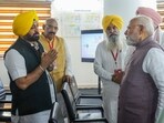 Prime Minister Narendra Modi interacting with Punjab cabinet ministers Gurmeet Singh Khudian and Hardeep Singh Mundian in Gurdaspur on Tuesday. (ANI) Prime Minister Narendra Modi interacting with Punjab cabinet ministers Gurmeet Singh Khudian and Hardeep Singh Mundian in Gurdaspur on Tuesday. (ANI)