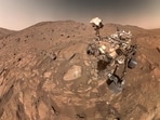 A "selfie" taken by NASA's Perseverance Mars rover, made up of 62 individual images, on July 23, in this image released on September 10, 2025.