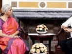 Telangana Chief Minister Revanth Reddy meets Union Finance and Corporate Affairs Minister, Nirmala Sitharaman, in New Delhi on Tuesday. (ANI PHOTO) Telangana Chief Minister Revanth Reddy meets Union Finance and Corporate Affairs Minister, Nirmala Sitharaman, in New Delhi on Tuesday. (ANI PHOTO)