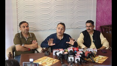Bharatiya Janata Party (BJP) state spokesperson Sanjay Sharma while interacting with media on Wednesday. (File)