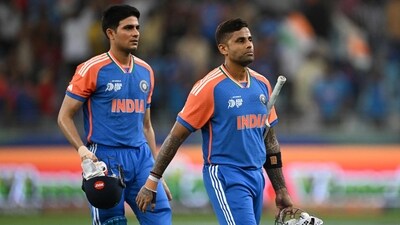 Shubman Gill finished off the chase with a boundary as skipper Suryakumar Yadav, unbeaten on seven, looked on from the other end. (AFP) Shubman Gill finished off the chase with a boundary as skipper Suryakumar Yadav, unbeaten on seven, looked on from the other end. (AFP)