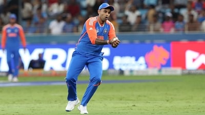 India's Suryakumar Yadav takes a catch to dismiss United Arab Emirates' Junaid Siddique (REUTERS)