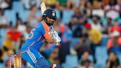 Rinku Singh in action for India in a T20I match vs South Africa. (AFP)