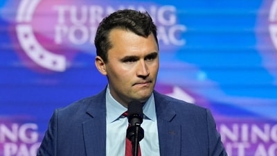 Turning Point USA Founder Charlie Kirk speaks during a campaign rally, Oct. 24, 2024, in Las Vegas. (AP) Turning Point USA Founder Charlie Kirk speaks during a campaign rally, Oct. 24, 2024, in Las Vegas. (AP)