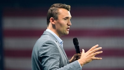 Turning Point USA Founder Charlie Kirk speaks before Republican presidential candidate former President Donald Trump arrives at the Turning Point Believers' Summit, July 26, 2024, in West Palm Beach, Fla. (AP) Turning Point USA Founder Charlie Kirk speaks before Republican presidential candidate former President Donald Trump arrives at the Turning Point Believers' Summit, July 26, 2024, in West Palm Beach, Fla. (AP)
