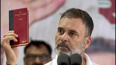 Congress MP and leader of Opposition in the Lok Sabha Rahul Gandhi at an event in Rae Bareli on Wednesday. (PTI PHOTO)