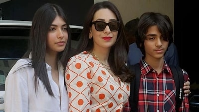 Karisma Kapoor with her children Samaira and Kiaan. Karisma Kapoor with her children Samaira and Kiaan.
