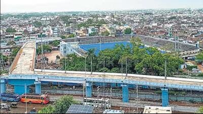 M/s Puneet Chaddha got the contract for the construction of the flyover in the Aishbagh area in the year 2021–22. (PTI) M/s Puneet Chaddha got the contract for the construction of the flyover in the Aishbagh area in the year 2021–22. (PTI)