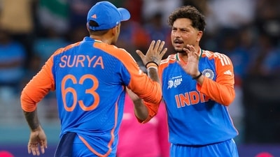 Kuldeep Yadav struck three times in one over with his left-arm wrist spin as tournament favourites India skittled UAE for a paltry 57 in 13.1 overs. (Creimas/Asian Cricket Council) Kuldeep Yadav struck three times in one over with his left-arm wrist spin as tournament favourites India skittled UAE for a paltry 57 in 13.1 overs. (Creimas/Asian Cricket Council)