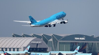A chartered Korean Air Boeing 747-8I aircraft departs from Incheon International Airport for the United States to bring back over 2300 South Korean workers detained after a ICE raid. (AFP) A chartered Korean Air Boeing 747-8I aircraft departs from Incheon International Airport for the United States to bring back over 2300 South Korean workers detained after a ICE raid. (AFP)
