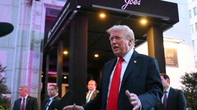 US President Donald Trump speaks to reporters outside the restaurant Joe's Seafood, Prime Steak & Stone Crab in Washington, DC, on September 9, 2025. (AFP) US President Donald Trump speaks to reporters outside the restaurant Joe's Seafood, Prime Steak & Stone Crab in Washington, DC, on September 9, 2025. (AFP)