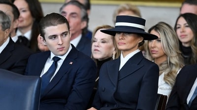 Barron Trump raised suspicions when he seemed to be inexplicably missing from the school's Manhattan campus during the first week of sessions this month (REUTERS)