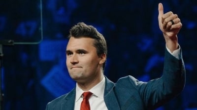 Charlie Kirk was speaking at a university event when he was shot. (X/@MAGAVoice) Charlie Kirk was speaking at a university event when he was shot. (X/@MAGAVoice)