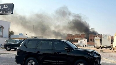 This frame grab taken from an AFPTV footage shows smoke billowing after explosions in Doha's capital Qatar on September 9, 2025. (AFP) This frame grab taken from an AFPTV footage shows smoke billowing after explosions in Doha's capital Qatar on September 9, 2025. (AFP)