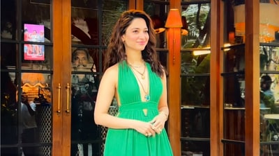 Tamannaah Bhatia in a stunning green dress during Do You Wanna Partner promotions. Tamannaah Bhatia in a stunning green dress during Do You Wanna Partner promotions.