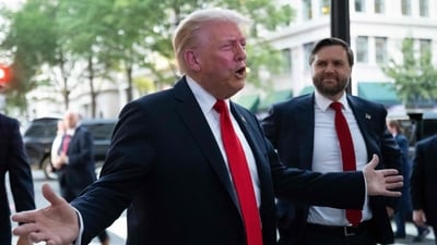 US President Donald Trump, flanked by US Vice President JD Vance, speaks to reporters outside a DC restaurant (AFP) US President Donald Trump, flanked by US Vice President JD Vance, speaks to reporters outside a DC restaurant (AFP)