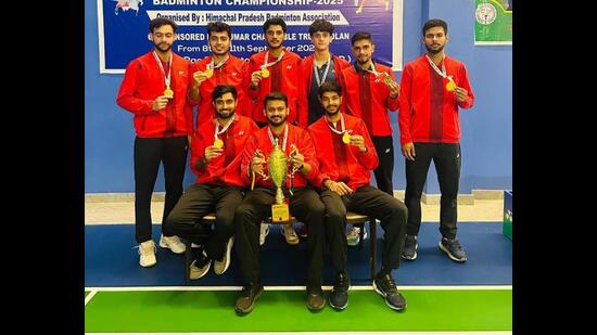 A 10-member team from Haryana won gold medal at the North zone interstate team and individual badminton tournament held at Una in Himachal Pradesh from September 8 to 11. (HT Photo)