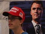 A poster of U.S. right-wing activist, commentator, Charlie Kirk, who was shot on Wednesday