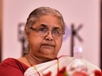 Nepal's former Chief Justice Sushila Karki during the launch of her autobiography "Nyaya" at a ceremony in Kathmandu, Nepal, on September 22, 2018. 