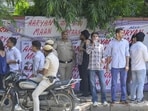 Police stepped up security as the list of candidates was finalised on Thursday. (RAJ K RAJ /HT PHOTO) Police stepped up security as the list of candidates was finalised on Thursday. (RAJ K RAJ /HT PHOTO)