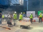 The mock drill began at 11.30am and up to 12.00pm, said officials. (HT Photo) The mock drill began at 11.30am and up to 12.00pm, said officials. (HT Photo)
