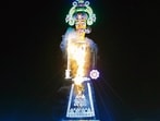 The record for the tallest Ravana in the tricity remains the 221-foot effigy erected in Chandigarh’s Dhanas in 2019. (HT File)
